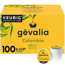 Gevalia Columbia medium roast K-Cup coffee pods box, 100-count pack