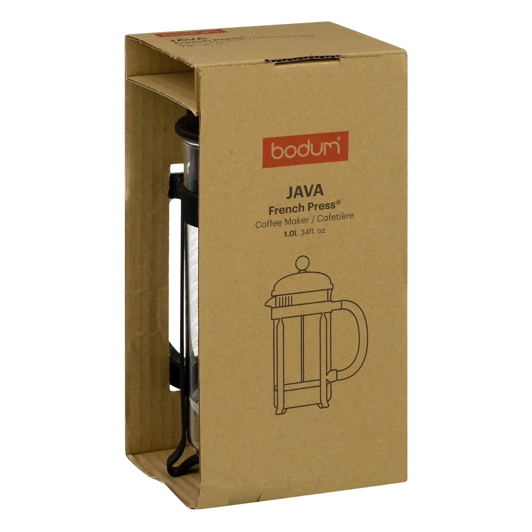 BODUM Java French Press Coffee Maker with Borosilicate Glass Carafe, 34 Ounce, Black