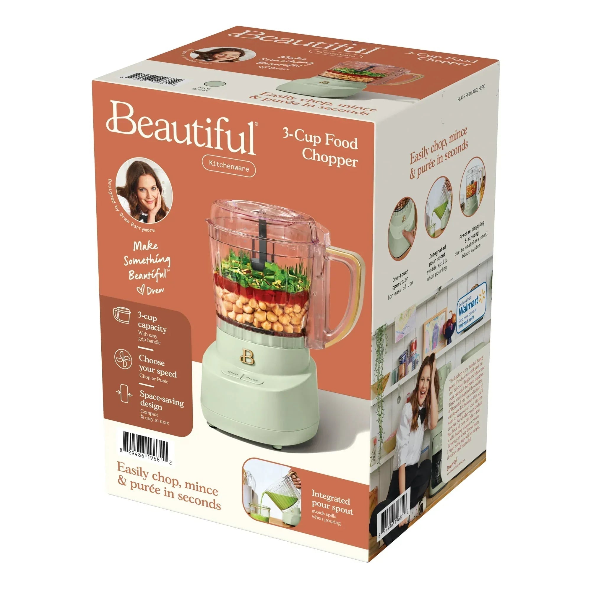 Beautiful 3-Cup Food Chopper, White Icing by Drew Barrymore