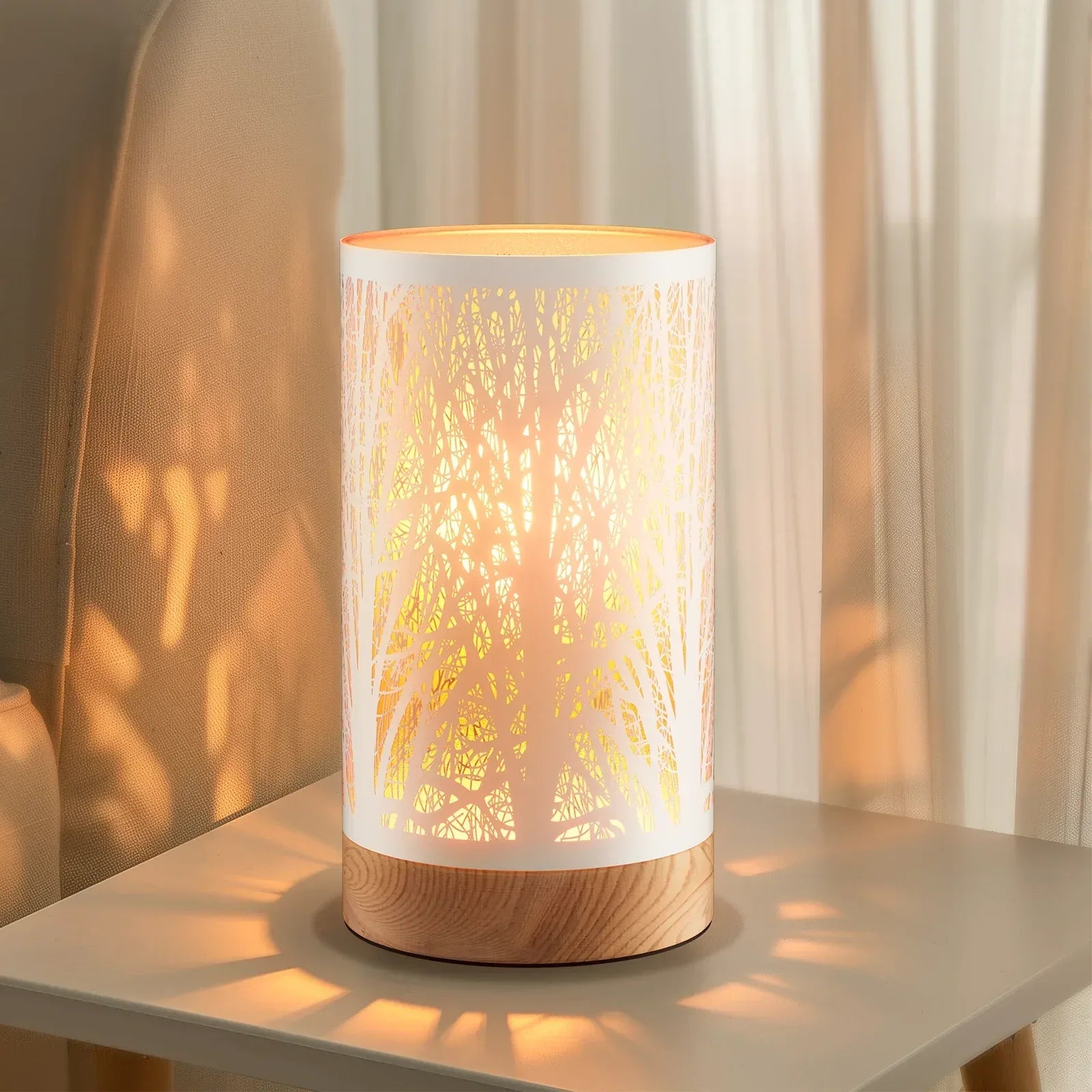 Table Lamps for Bedroom, 3-Way Dimmable Touch Control Bedside Lamp, Nightstand Lamp with Metal Branch Shade for Office, Living Room, Reading(E26 Light Bulb Included) - USA MEGA SHOP