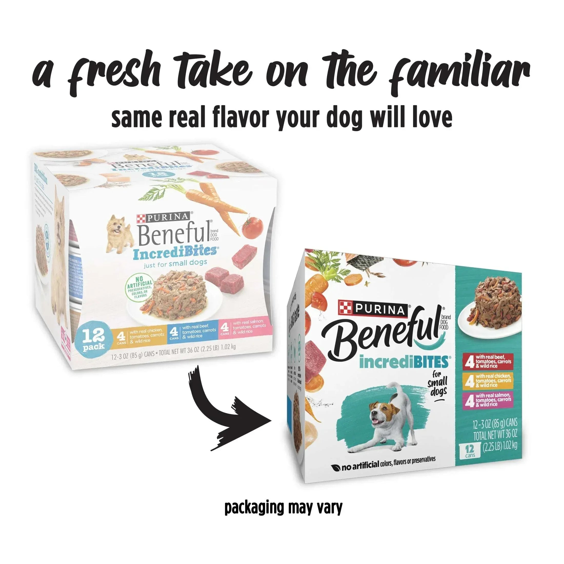 Purina Beneful Small Breed Wet Dog Food Variety Pack, IncrediBites With Real Beef, Chicken and Salmon