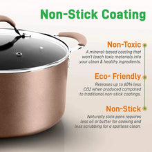 Brown nonstick Dutch oven with lid and stay-cool side handles