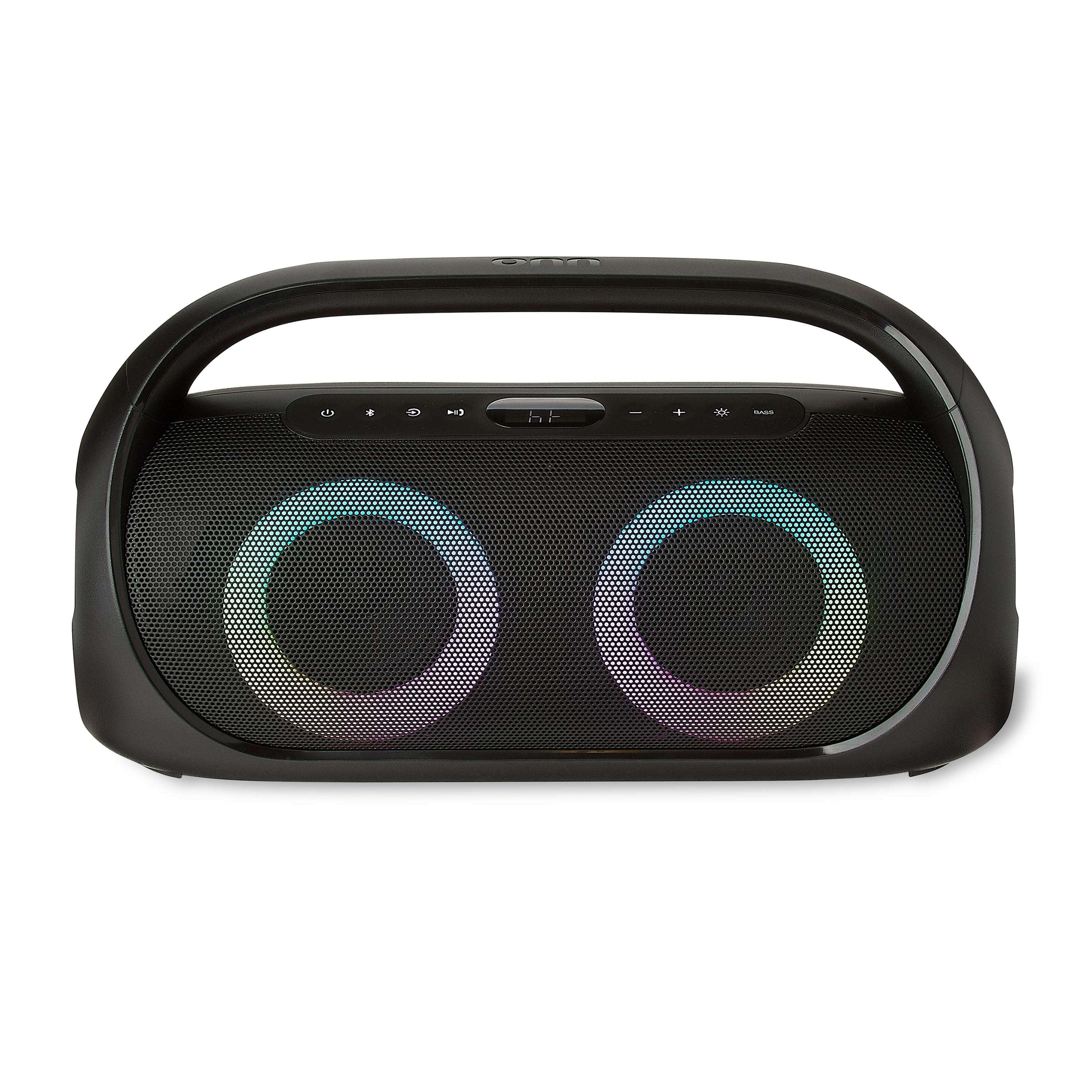 onn Portable FM Boombox with LED Lighting