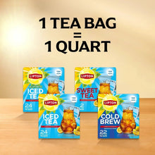 Lipton Cold Brew Black tea bags, family size 22 count boxes with 1 tea bag text