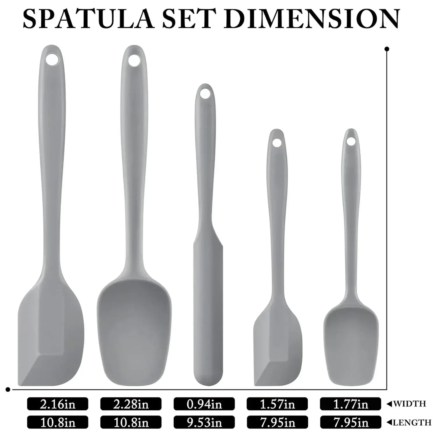 Food Grade Silicone Rubber Spatula Set for Baking, AOKIWO 5Pcs Cooking Utensil Set, High Heat Resistant Non Stick Dishwasher BPA-Free - USA MEGA SHOP
