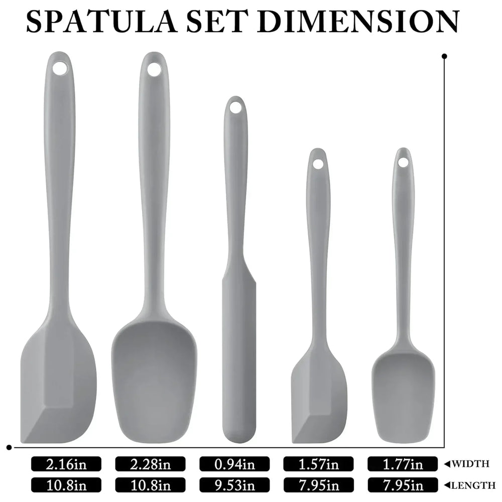 Food Grade Silicone Rubber Spatula Set for Baking, AOKIWO 5Pcs Cooking Utensil Set, High Heat Resistant Non Stick Dishwasher BPA-Free - USA MEGA SHOP