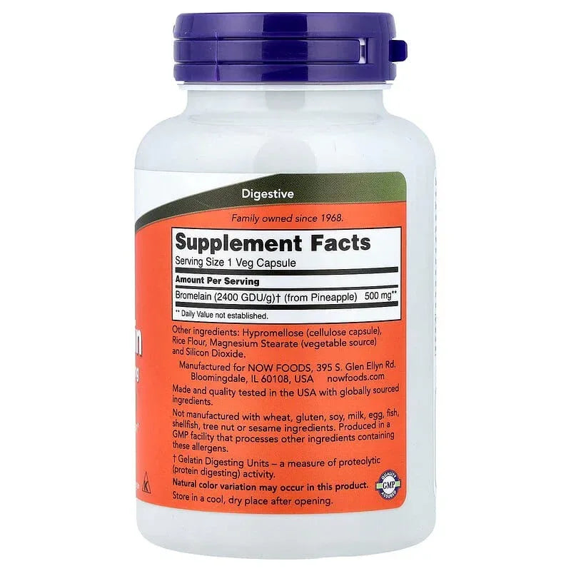 NOW Foods, Bromelain, 500 mg, Veg Capsules