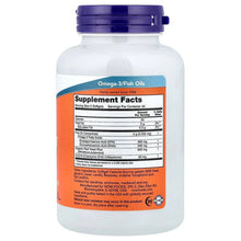 Fish oil softgels bottle, orange Supplement Facts panel on back
