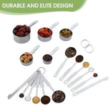 Stainless steel measuring spoons with nested cups and small ingredient portions