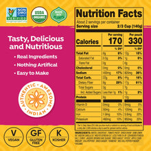 Nutrition Facts for Organic Channa Masala, calories and nutrients per serving
