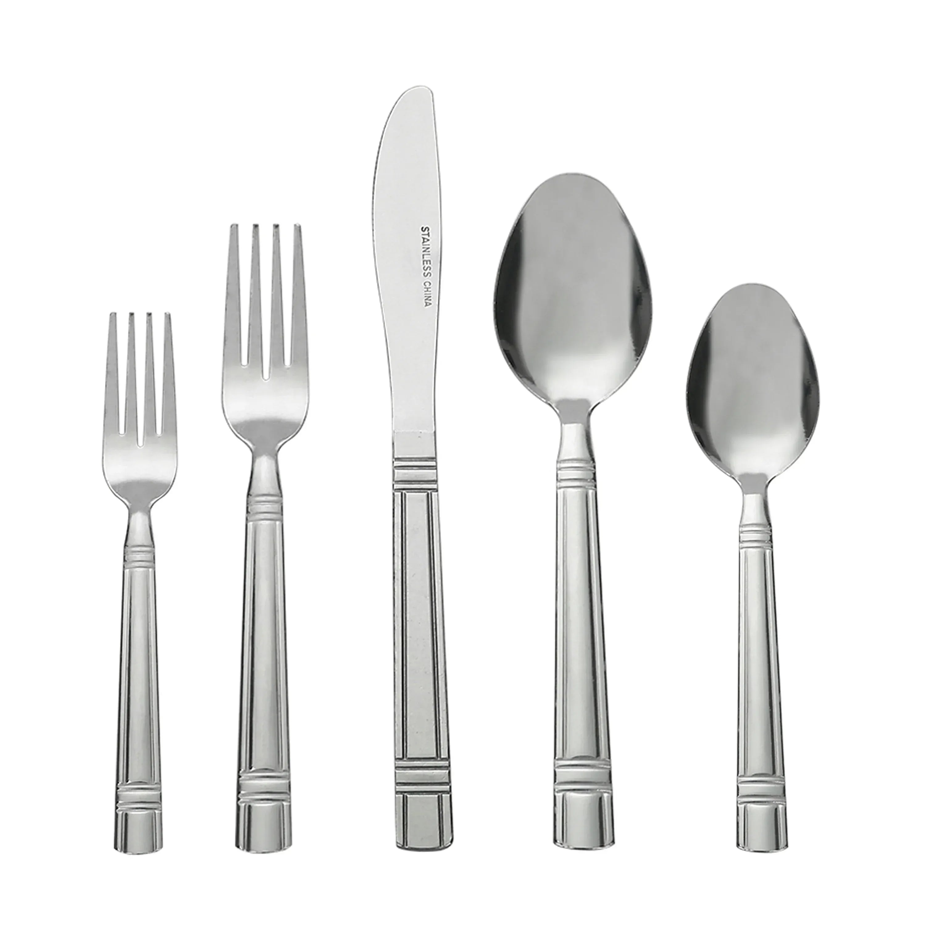 Mainstays 49 Piece Elena Adult Stainless Steel Flatware and Organizer Tray Value Set Silver, Service for 8