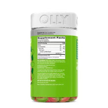 OLLY fiber gummy rings bottle back with supplement facts panel and ingredients text.