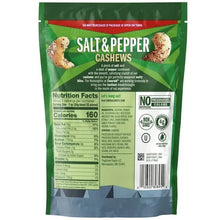Emerald salt & pepper cashews back panel with nutrition facts