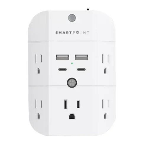 Smartpoint 5-Outlet Power hub with USB Ports and Automatic Night Light