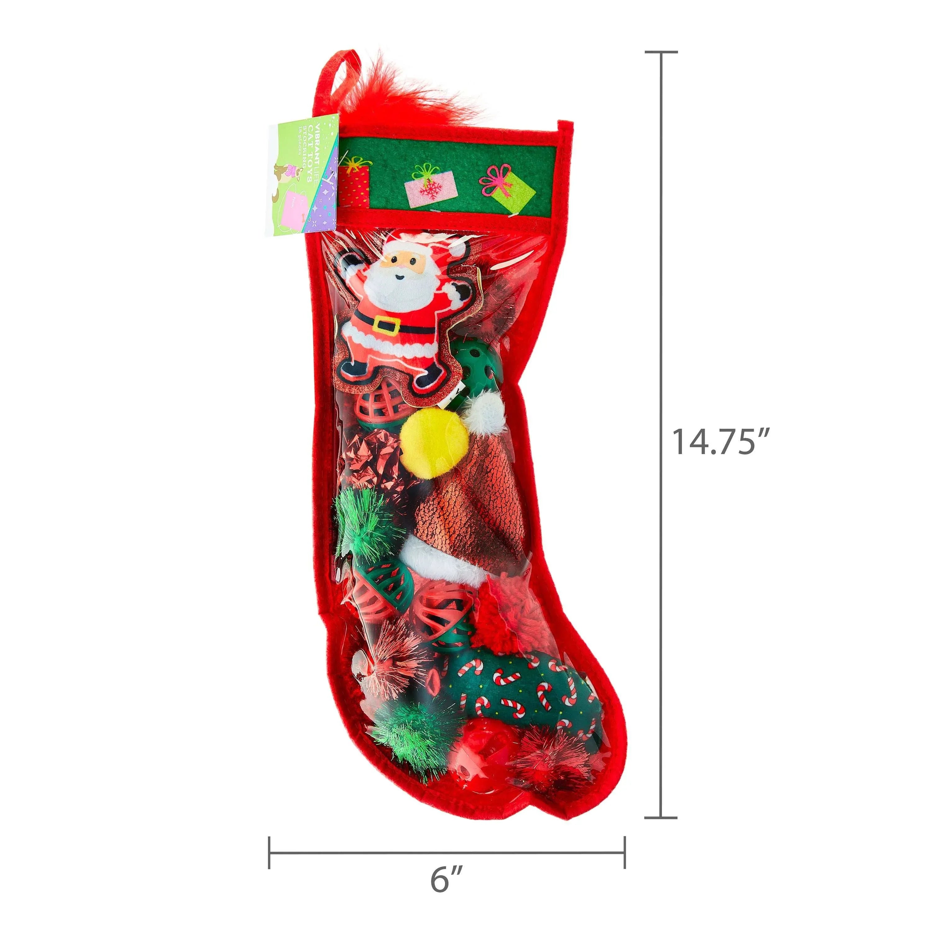 Vibrant Life Holiday 18-Piece Cat Toy Stocking Gift Set, Red - USA MEGA SHOP