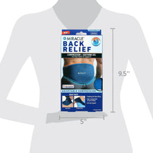 Miracle Back Relief compression gel wrap box with measurement outline