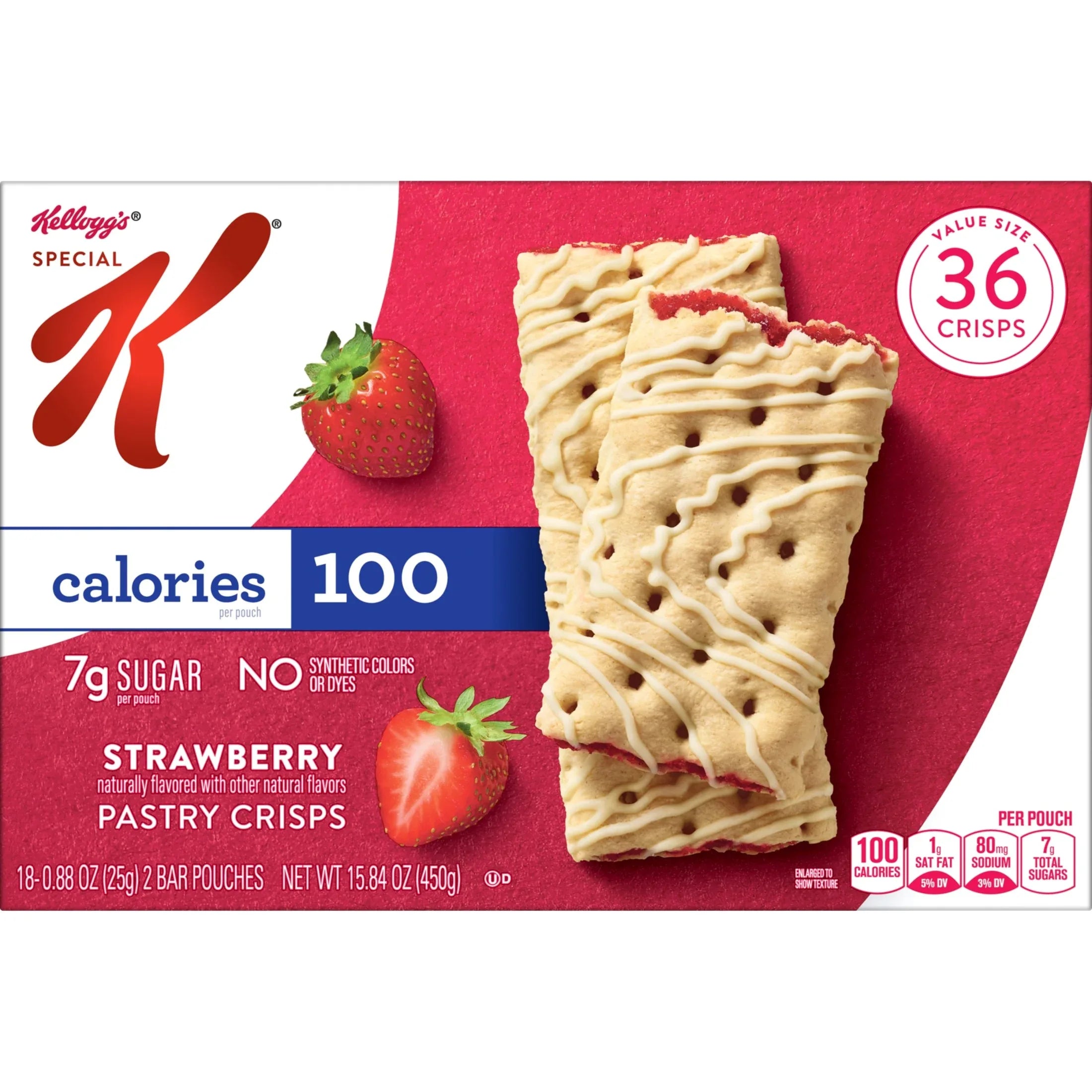 Special K Bar Strawberry Chewy Pastry Crisps, 100 Calories, 15.84 oz, 36 Count