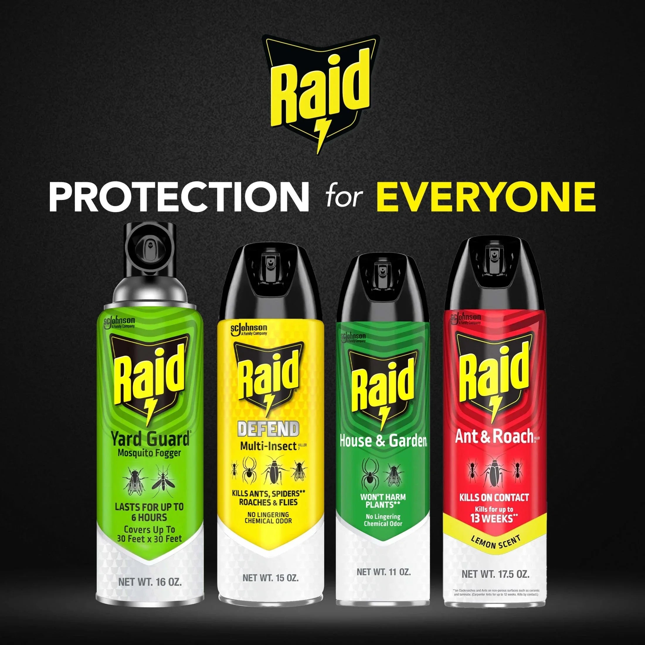 Raid Defense System Indoor and Outdoor Ants, Roaches, Spiders and Flies Insect Killer Bug Spray, 15 oz - USA MEGA SHOP