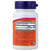 Chewable Vitamin D3 supplement bottle back label with Supplement Facts, serving size 1