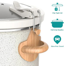 Linen speckled slow cooker with full-grip handles and removable stoneware insert