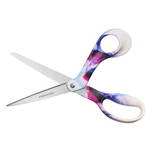 All-purpose scissors with stainless-steel blades and pink-blue Morph handles