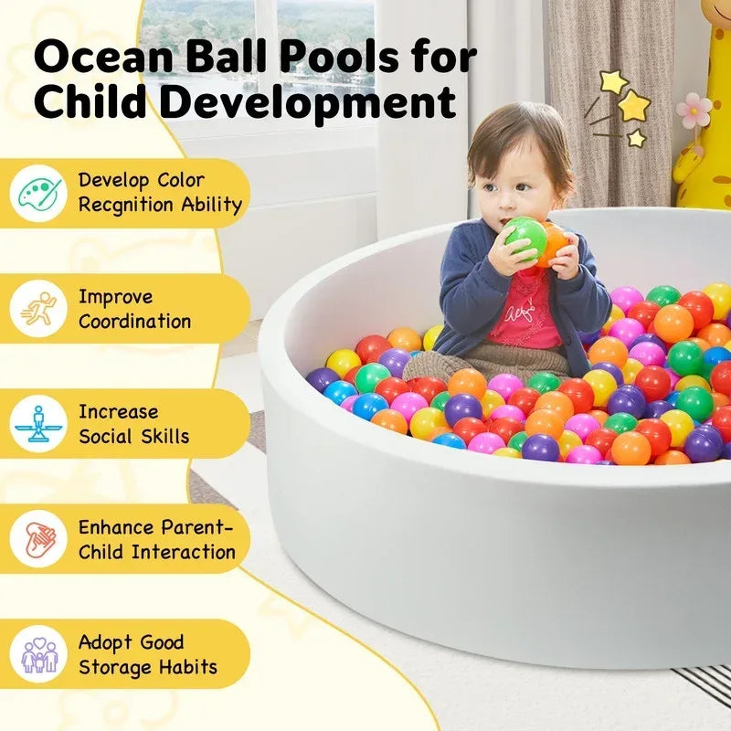 Hawsaiy Foam Ocean Ball Pit for Baby Infants and Toddlers Ages 1-3, Soft Round Play Area for Indoor/Outdoor Use, No Balls Included, Gray - USA MEGA SHOP