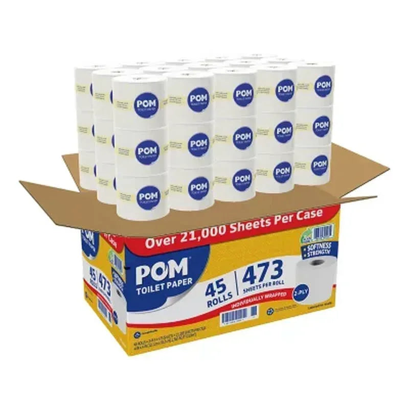 POM Bath Tissue, Septic Safe, 2-Ply, White (473 Sheets/Roll, 45 Rolls)