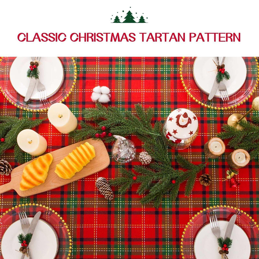 Romanstile Christmas Rectangle Red Plaid Tablecloth - 60 x 84inch - Checkered Water Stain Resistant Table Cover,Washable Polyester Table Cloths for Xmas Dinner/Party Decoration/Holiday - USA MEGA SHOP