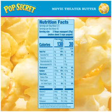 Pop Secret movie theater butter popcorn box with Nutrition Facts panel