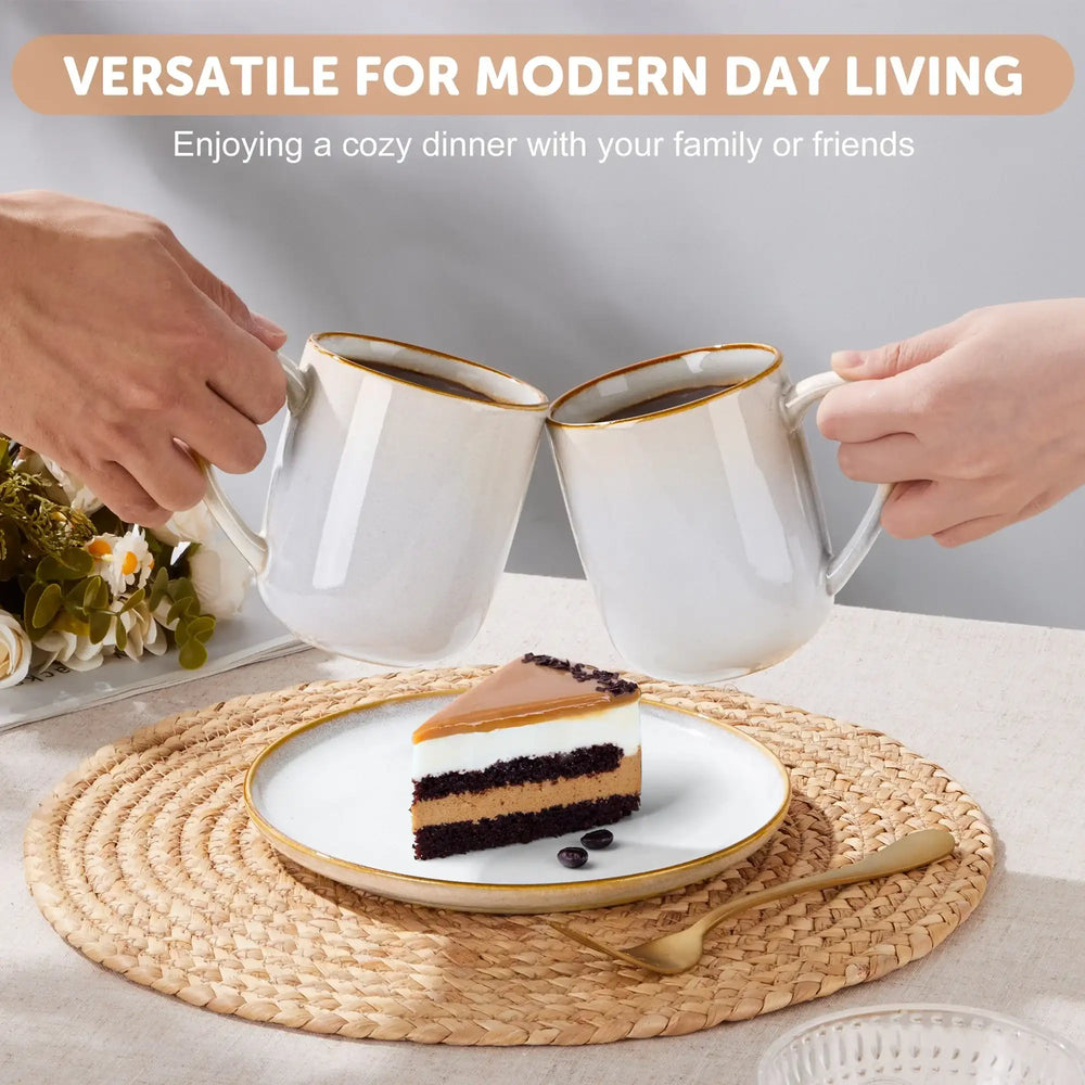 Vesteel Coffee Mug Set of 4, Ceramic Coffee Cups with Handles, 14oz Handmade Reactive Glaze Mugs Set for Coffee Tea Milk, Mug Gifts for Thanksgiving Day Anniversary, Gifts for Men, women, Home, Office and Restuarant