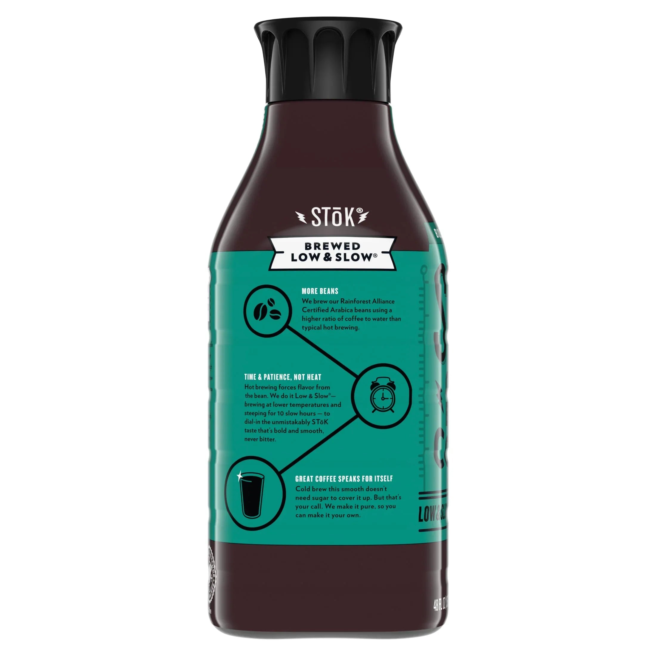 SToK Bold & Smooth Medium Roast Black Unsweetened Ready to Drink Cold Brew Coffee Bottle, 48 fl oz