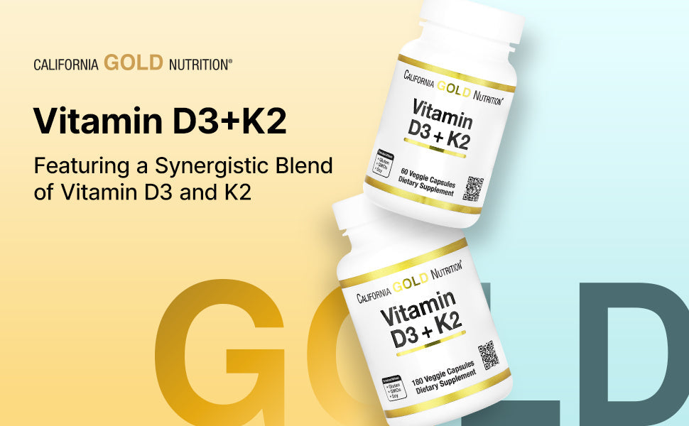 California Gold Nutrition, Vitamin D3 + K2 as MK-7, 180 Veggie Capsules