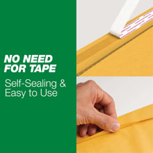 Self-sealing kraft bubble mailer with hand pressing closure seam, no tape needed