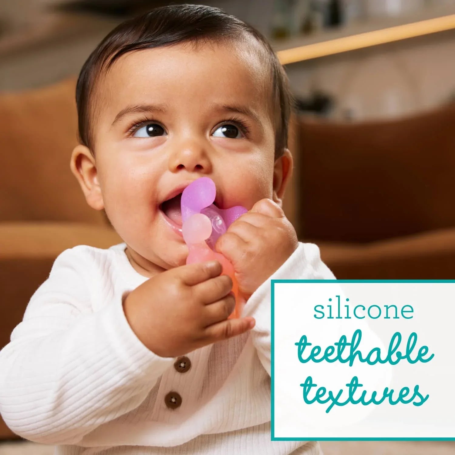 Infantino Teethimal Pop Pals Baby Teether Toy with Textured Surfaces, Pop Feature, and Linkable Loop for Babies 6-12 Months, 2-Pack - USA MEGA SHOP