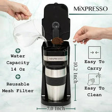 1-cup drip coffee maker with stainless carafe and reusable mesh filter