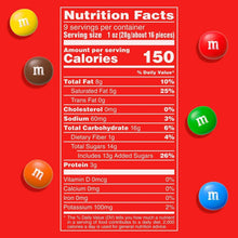 Nutrition Facts panel with calories and serving size for peanut butter chocolate candy