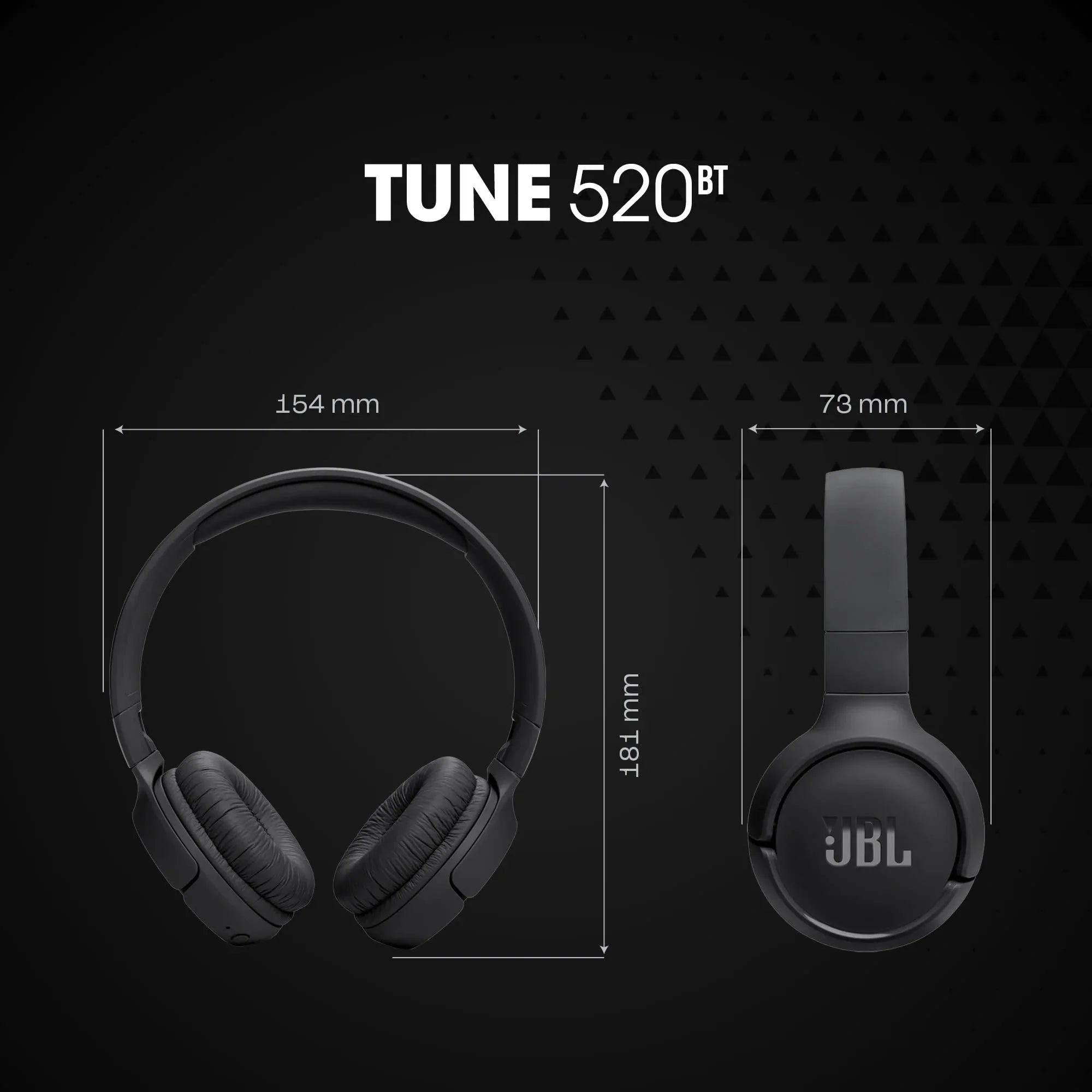JBL Tune 520BT - Wireless on-ear headphones - Immerse in JBL Pure Bass sound wherever you go. - Black