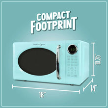 Aqua compact countertop microwave oven with digital display and keypad buttons
