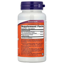 NOW glucan supplement bottle back label with Supplement Facts and serving size text