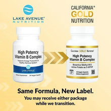 California Gold Nutrition Vitamin B complex bottles, same formula new label