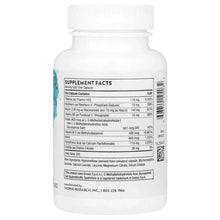 Vitamin B complex supplement bottle back label with Supplement Facts table
