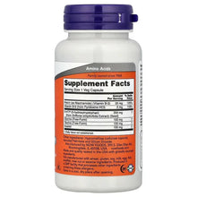 NOW Foods 5-HTP supplement facts label on veg capsule bottle