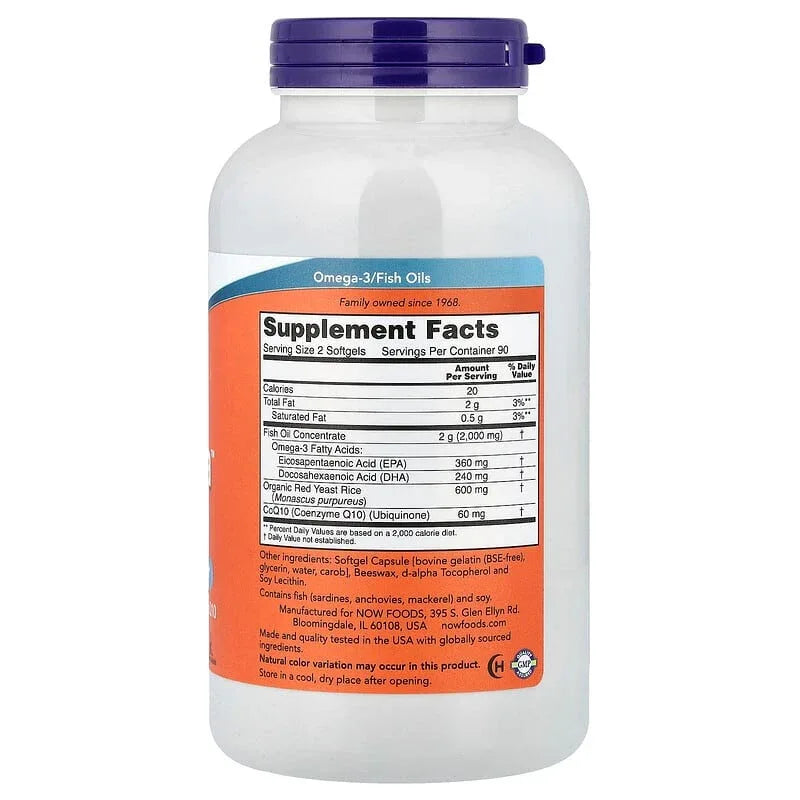 NOW Foods, Red Omega™ Fish Oil With Red Yeast Rice and CoQ10, Softgels