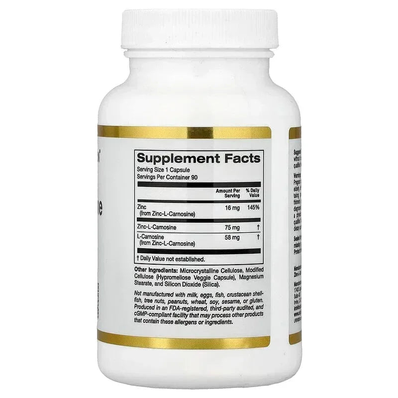 California Gold Nutrition, Zinc-L-Carnosine Complex, 90 Veggie Caps