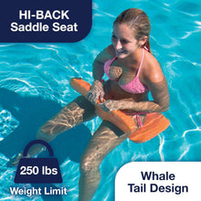 Orange hi-back saddle seat float with whale tail design