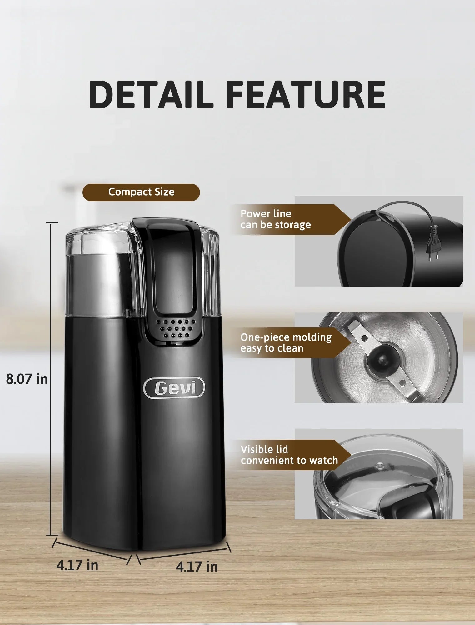 Gevi 12-Cup Electric Coffee Grinder with Stainless Steel Blades