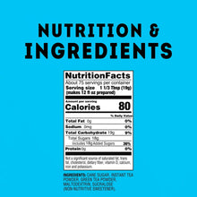 Nutrition facts and ingredient list panel for reduced sugar iced tea mix