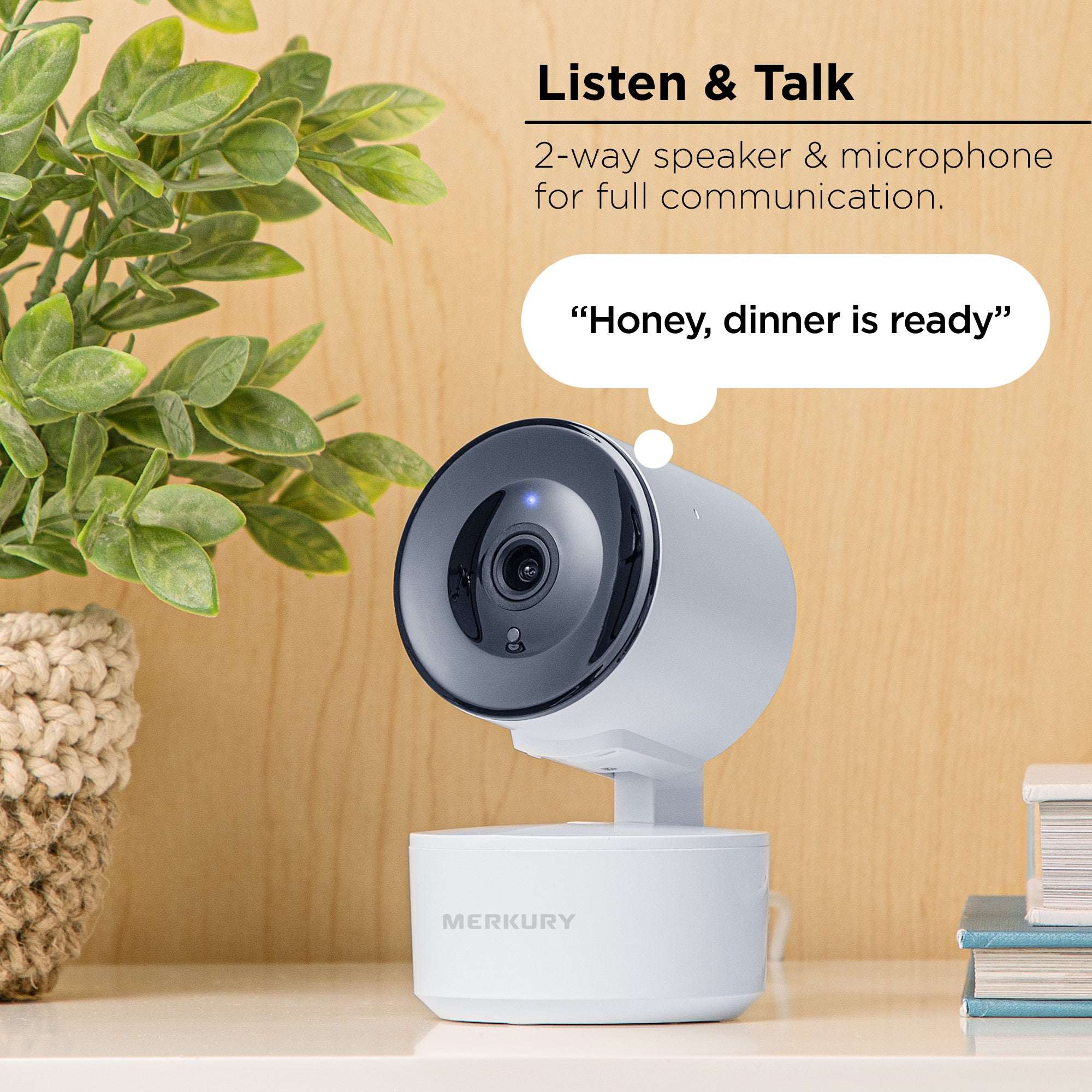 Merkury Smart Indoor Camera 1080p - Auto-Tracking Wi-Fi Security Camera, White (1-Pack)