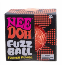 Nee Doh Fuzz Ball Flower Power retail box with orange ball graphic