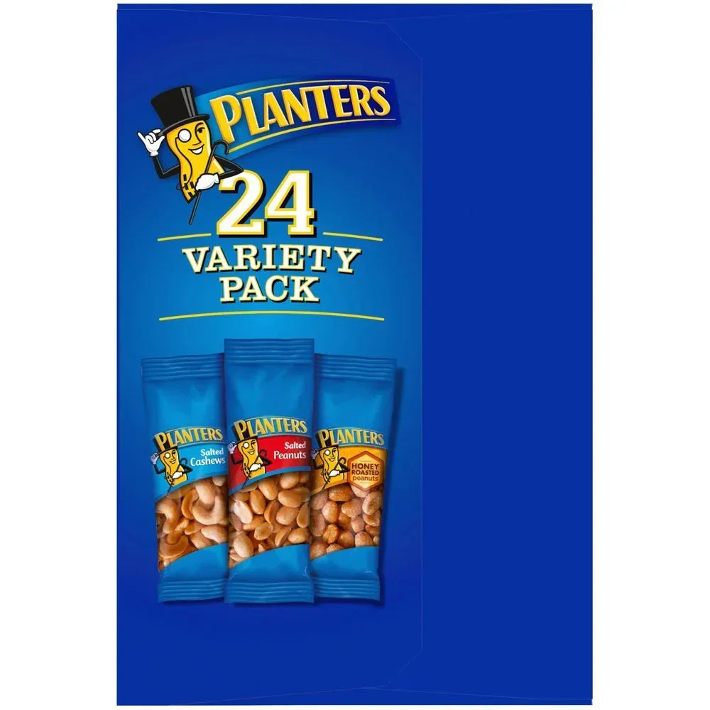 Salted Cashews, Salted Peanuts & Honey Roasted Peanuts Variety Pack, 24 Ct Packs